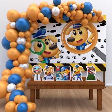 Imagem de Kit Decoração Festa de Aniversário Infantil Detetive Labrador