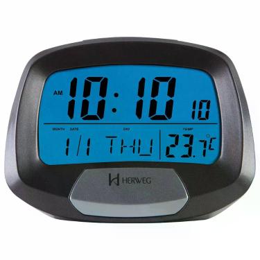 Imagem de Despertador Digital Quartzo Herweg 2977 071 Cinza Metálico