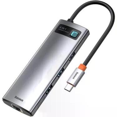Imagem de HUB Multifuncional Baseus Metal Gleam 8 em 1 (USB-C para HDMI*1+USB3.0*3+PD*1+RJ45*1+SD/TF*1)