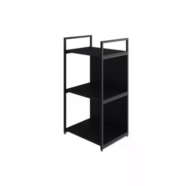 Imagem de Estante C/03 Prateleiras 84x45x33cm C/fundo Yon Preto Tx/est.preta Preto Tx/est.preta