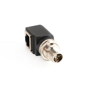 Imagem de SZRMCC Adaptador de tomada M12 para RJ45 M12 D Code 4 pinos macho para RJ45 fêmea anteparo adaptador de rede Ethernet industrial impermeável (8 pinos macho-rj45 fêmea ângulo reto, X-Code 8 pinos)