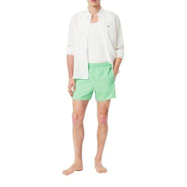 Imagem de Lacoste Calção de banho masculino colorblock, Branco e verde, G