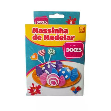 Imagem de Brinquedo Infantil Massinha de Modelar 9 Peças Molde Doces Educativo e Interativo Tema Docinhos Aquilae