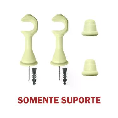 Imagem de Kit Varão para Cortina Simples 2 e 00m 19mm com Ponteira Suporte e Emenda Bege Madeira Pinus PVC OEM