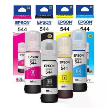 Imagem de Kit 4 Tintas Epson Original 544 T544 Para Impressora L-3110 L-3150  L-3250 - Refill