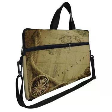 Imagem de Case Capa Maleta Premium Para Notebook Laptop De 17 E 17,3 Com Alça De Mão Alça De Ombro E Zíper Lateral - Mapa Antigo