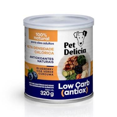 Imagem de Pet Delícia Low Carb 320g, Ração Úmida para Cães | Alta densidade calórica para ganho de peso, com antioxidantes naturais