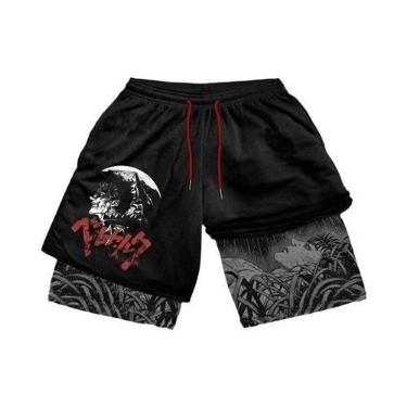 Imagem de Shorts De Treino Esportivos Masculinos plus Size Y2K Anime Maniac Para