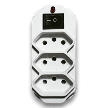 Imagem de Adaptador de Tomada 3 Saídas com Interruptor e LED – 10A/250V – Compacto e Seguro