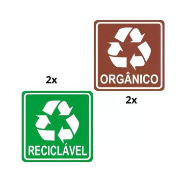 Imagem de Kit 4 Adesivos Lixo Reciclavel E Lixo Orgânico 10x10cm Verde