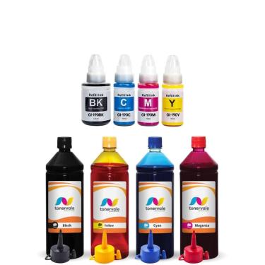 Imagem de Refil e 4 Tinta Compatível Para Canon G4111 de 1 Litro - Toner Vale