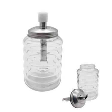 Imagem de Açucareiro De Vidro em Aço Inox Bico Dosador 300Ml Hauskraft, Prata
