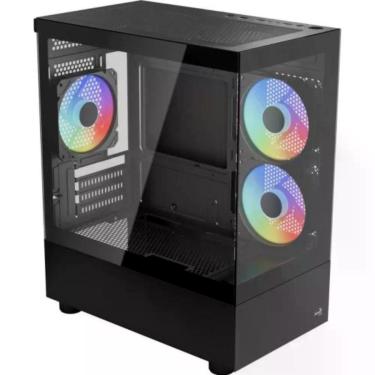 Imagem de Gabinete Gamer Aerocool Viewport Usb-c V1 Painel em Vidro Temperado Preto 7 Ventoinhas Radiador 240-280MM