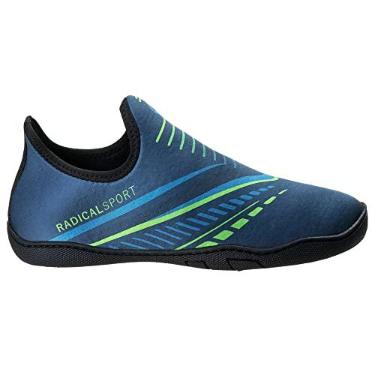 Imagem de Sapatilha Aquatica Tenis Hibrido Flexível Versátil Top AS313 Cor:Azul Marinho/Neon;Tamanho:43