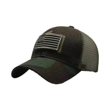 Imagem de Bandeira americana camuflagem adesivo bordado Baseball Cap Net Hat Men