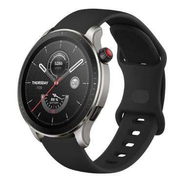 Imagem de Pulseira de substituição para relógio inteligente Amazfit GTR 4, GTR 3 Pro, Bip 5, pulseira esportiva de silicone macio de 22 mm, preta
