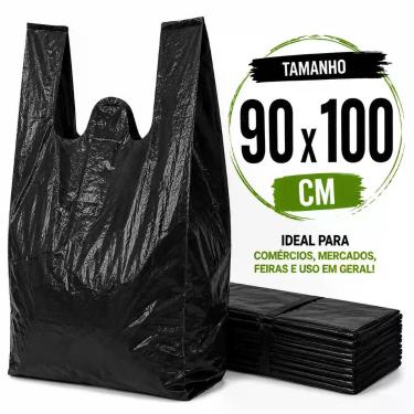 Imagem de 4 kg sacola plastica preta 90x100 reforçada reciclada grossa - E A COS