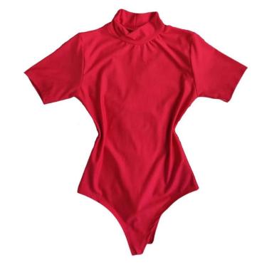 Imagem de Body Gola Alta Manga Curta Tecido liso Premium - Gringas Model, Vermel