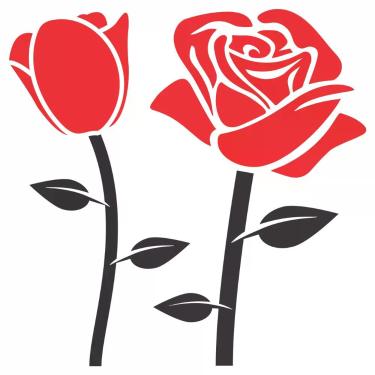 Imagem de Adesivo Rosas - 2 cores - Leo Publicidade, Preto