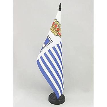 Imagem de Bandeira de mesa Seborga AZ Flag de 12,7 x 20,3 cm - Itália - Bandeira de mesa Seborga 21 x 14 cm - Bastão de plástico preto e base