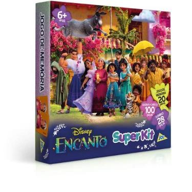 Imagem de Toyster - Super Kit: Encanto - 3 jogos em 1 (Quebra-cabeça 100 peças Metalizado + Jogo de Memória + Dominó) - JAK
