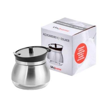 Imagem de Açucareiro aço inox vidro com colher - Uny Home, INOX