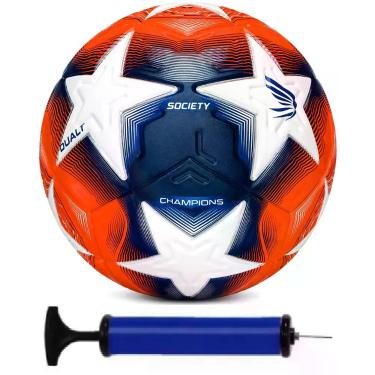 Imagem de Bola Futebol Society Dualt Champions Oficial + Bomba de Ar, Laranja, A