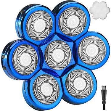 Imagem de Lâminas de substituição para barbeador universal com 7 lâminas compatíveis com o barbeador Freedom Gold e a maioria das marcas convencionais, cabeça de substituição para barbeador elétrico (7 azul)