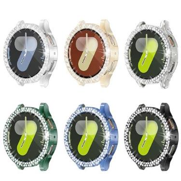 Imagem de Pacote com 6 protetores de tela de relógio Bling para Samsung Galaxy Watch7 de 40 mm, capa com glitter, capa macia, proteção total com 2 fileiras de strass brilhantes para Galaxy Smart Watch 7 de 40