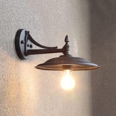 Imagem de Luminária de parede industrial vintage para área externa, luminária de metal para montagem em parede, luminária de parede externa à prova d'água para entrada, porta, pátio e jardim (cor: esc