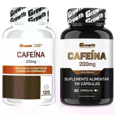 Imagem de Kit Cafeina Pura 200mg 120 Caps + Cafeina 200mg 60 Caps Growth