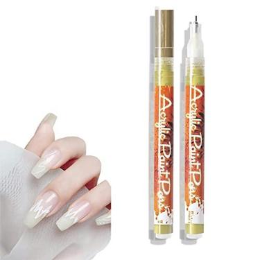 Imagem de Caneta de grafite arte de unhas pintura de desenho linhas abstratas detalhando pincéis de lápis DIY ferramenta para unhas de gel natural acrílico manicure suprimentos de beleza 2 peças, ouro, 13 cm