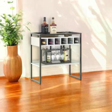 Imagem de Aparador Adega Bar Branco Com Prateleira E Nichos Para Vinhos - Pleno