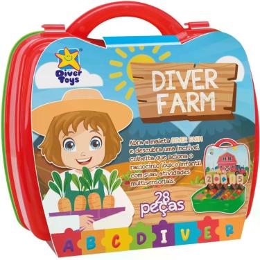 Imagem de Brinquedo de Faz de Conta Minha Maletinha Farm com 28 Itens e Massinhas para Brincar na Fazenda Divertoys