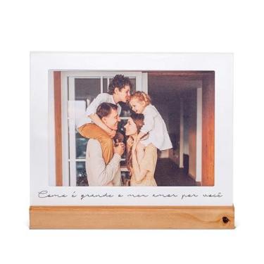 Imagem de Porta Retrato 15X21cm Como é grande o meu Amor por Você, Moldura Decorativa em Metal e Madeira, branco, preto, nogueira - GEGUTON