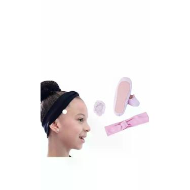 Imagem de Kit Sapatilha Faixa E Redinha Cabelo Ballet Jazz Rosa 27 BR - Congratu
