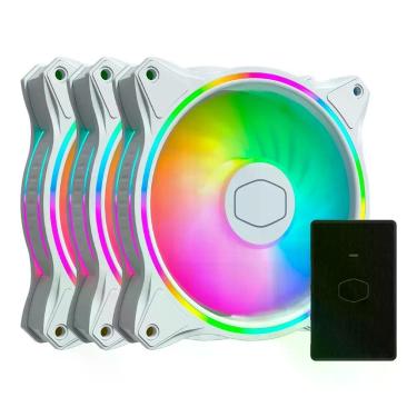 Imagem de Kit Ventilador de Gabinete Masterfan Mf120 Halo Iluminação RGB Endereçável 3 Unidades Branco Cooler Master