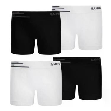 Imagem de Combo 4 cueca kids microfibra infantil lupo sem costura - P, Preto com