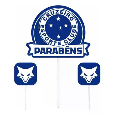 Imagem de Topo De Bolo Futebol Cruzeiro Esporte Clube Topper Kit 3 Peças - MEU C
