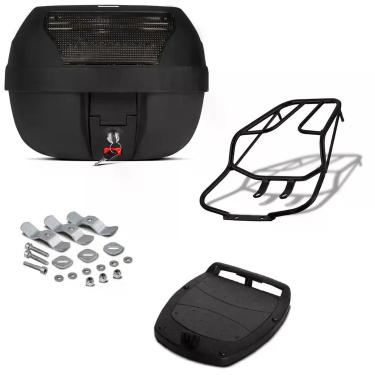 Imagem de Baú 28 Litros Pro Tork + Bagageiro Várias Motos, FUME, FAN 125 2009