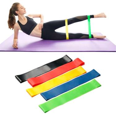 Imagem de Kit 5 Faixas Elásticas Extra Forte Musculação Exercícios