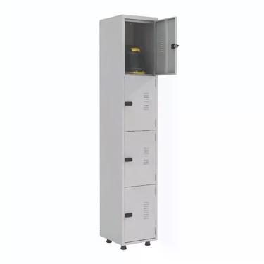 Imagem de Armário Roupeiro Aço 4 Portas 3 Prateleiras Aço 35CM Cinza Elite Aço