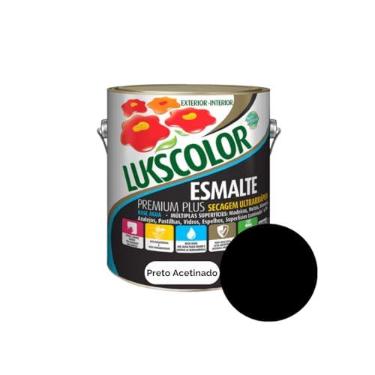 Imagem de Tinta Esmalte Base Água 900ml Lukscolor - Cores (PRETO ACETINADO)