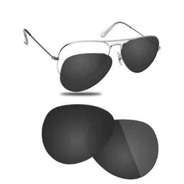 Imagem de Fiskr Lentes polarizadas de substituição compatíveis com óculos de sol RayBan Aviator RB3025 58 mm, resistente a impactos e ajuste perfeito - Preto clássico