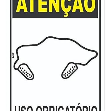 Imagem de Placa Sinalização EPI Uso Obrigatório de Protetor Auricular Tamanho:20X30CM