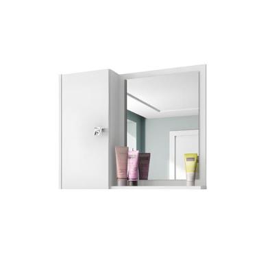 Imagem de Armario Espelheira Para Banheiro 1 Porta Suspensa Aéreo De Parede Genova Armarinho Com Espelho Nicho E Prateleira Organizador Ideal Para Banheiro (Branco)