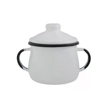 Imagem de Açucareiro Esmaltado 0,38L para Servir e Decorar em Aço Especial com Esmalte Vítreo Branco Ewel