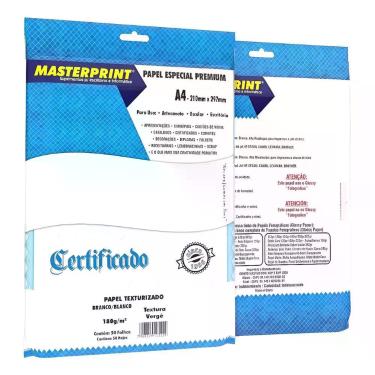 Imagem de Papel Vergê Texturizado Branco 180g A4 50fls Masterprint Bra - Sem mar