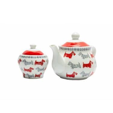 Imagem de Jogo Bule e Açucareiro com Tampas Porcelana Dogs Casambiente
