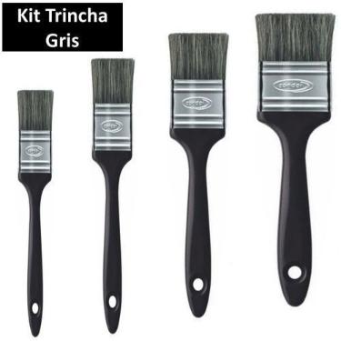 Imagem de Kit Pinceis Trincha 700 Gris Qualidade Condor 4 Tamanhos Ideal para Pi